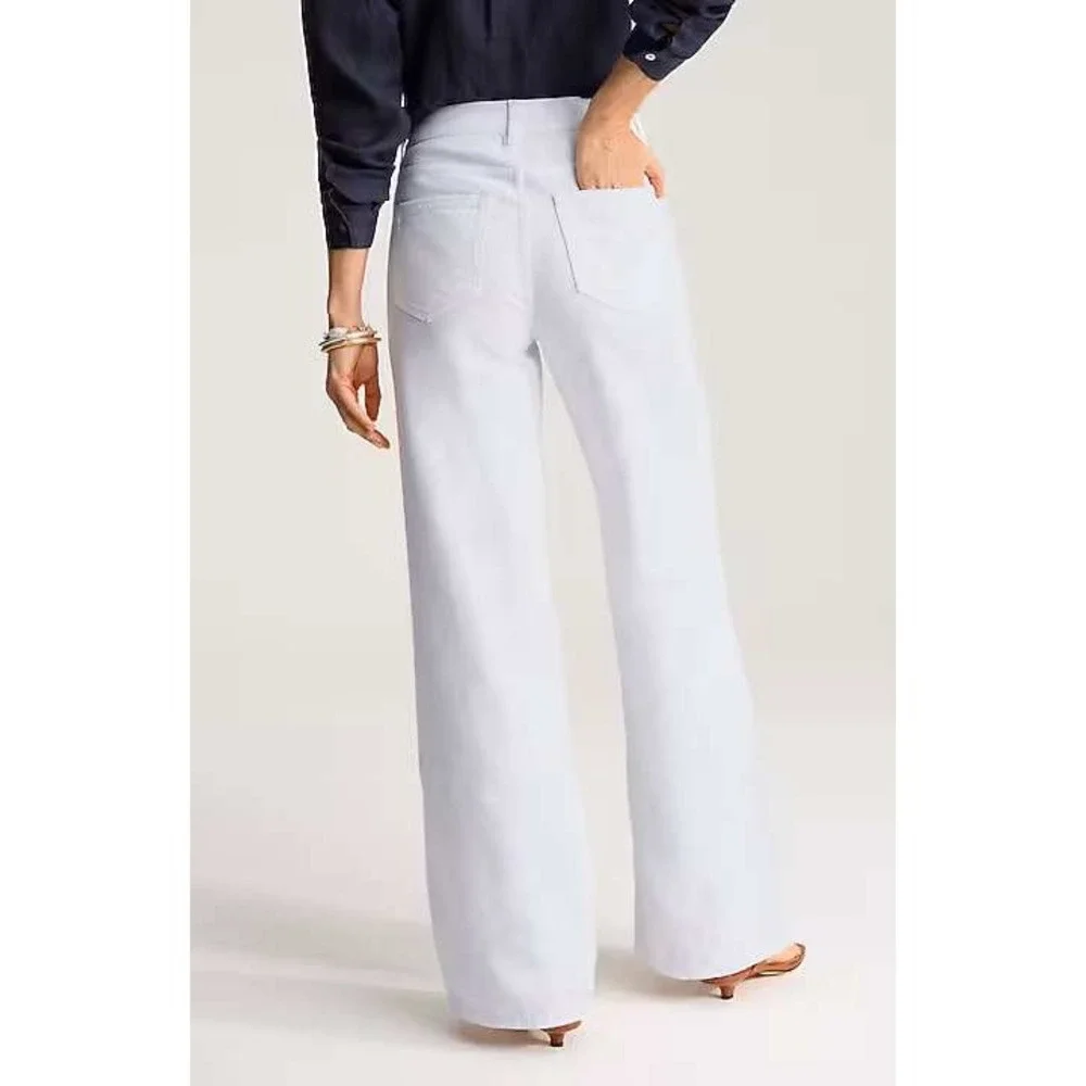 J.Jill White High-Rise Wide-Leg Denim Pants Cotton Tencel Size 24 Regular NEW